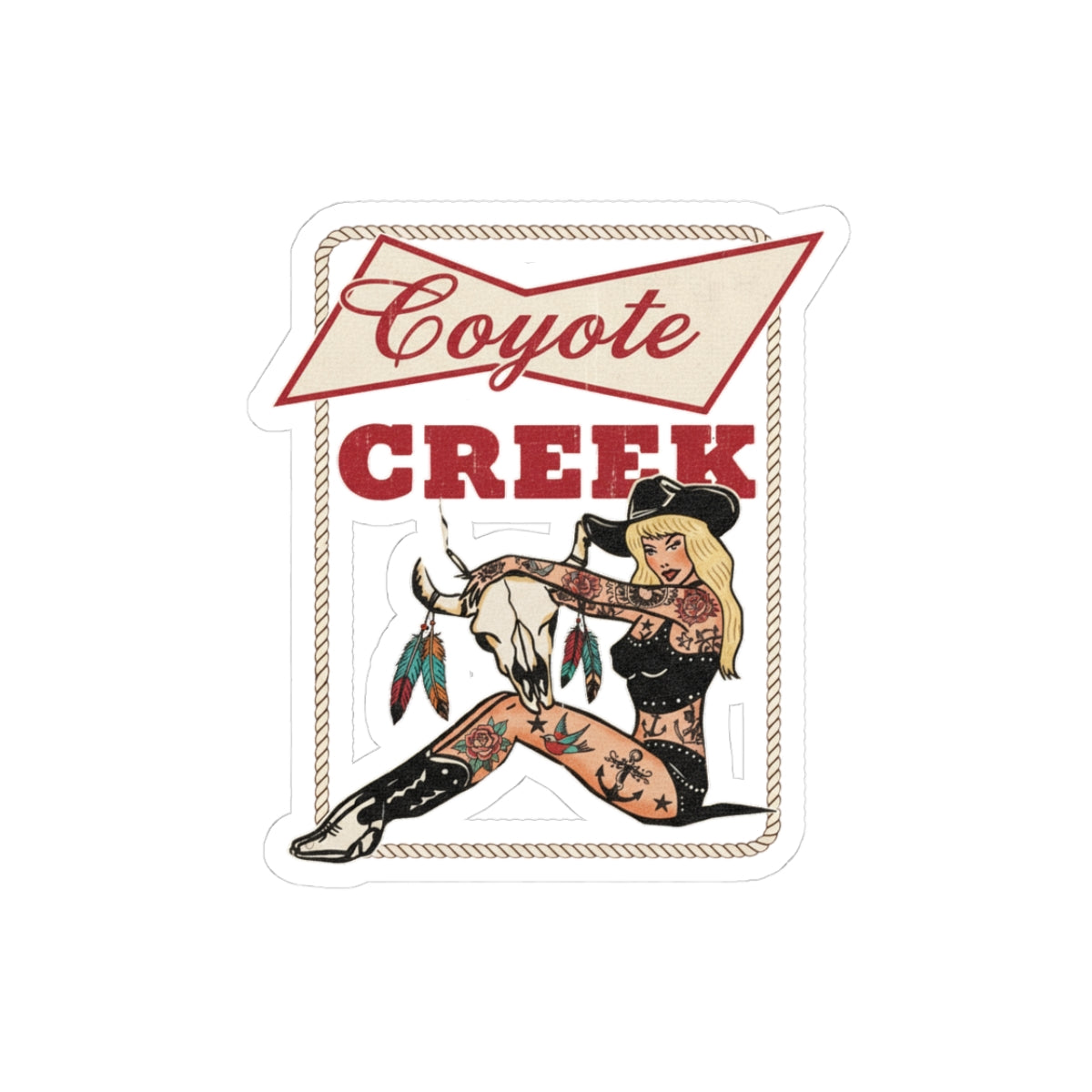 Vintage Tattoo Coyote Creek Kiss-Cut Stickers